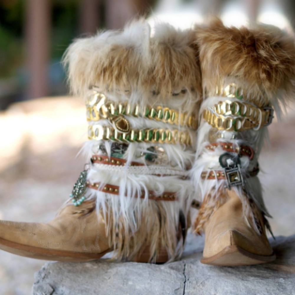 upcycled embellished vintage boho cowboy boots 9.5 - Picture 4 of 5